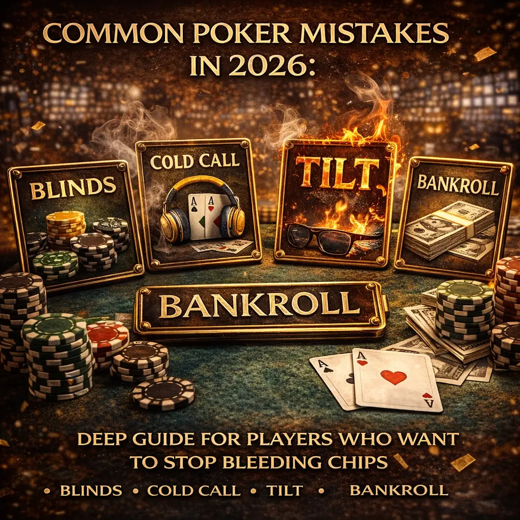 טעויות נפוצות בפוקר ב-2026: בליינדים, קול-קולד, טילט, בנקרול ועוד — מדריך עמוק לשחקנים שרוצים להפסיק לדמם צ’יפים.