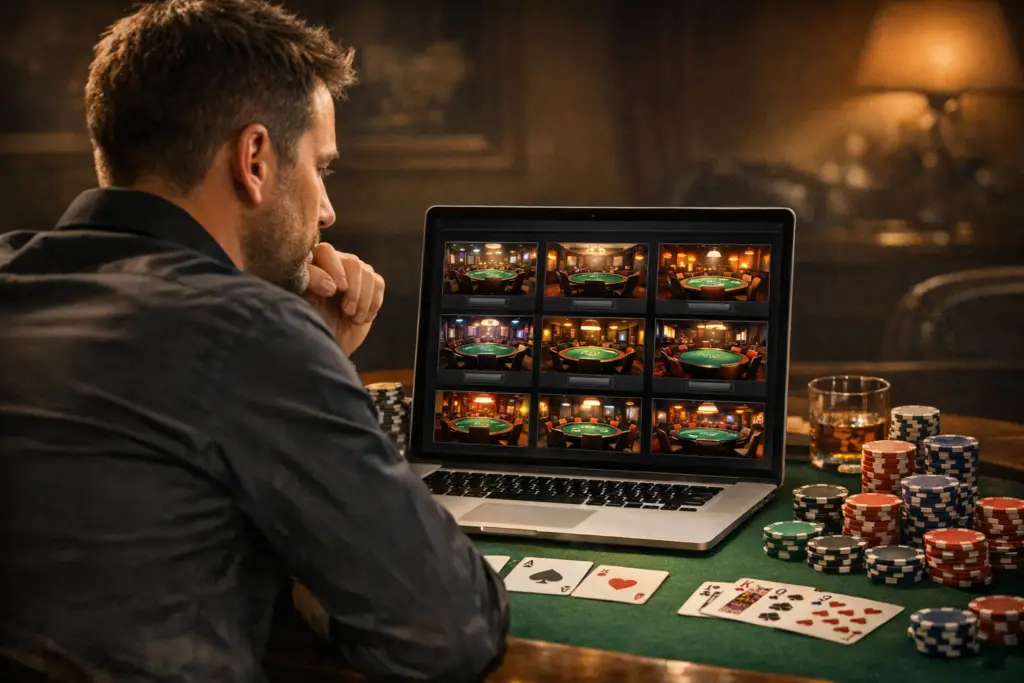 שחקן מחפש את המועדונים הטובים ביותר ב-PPPOKER על מסך